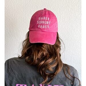 Friday + Saturday Babes Support Babes Pink Cotton Dad Hat